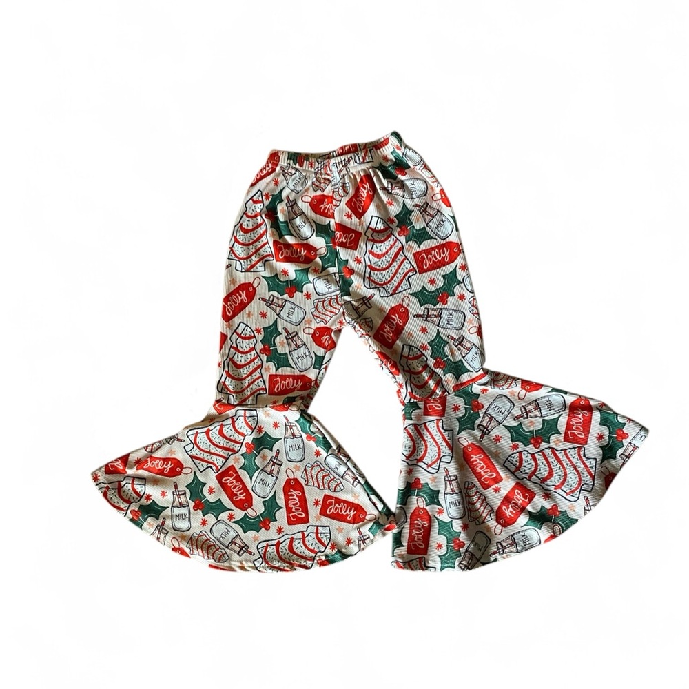 Toddler Girl Christmas themed bell bottomss